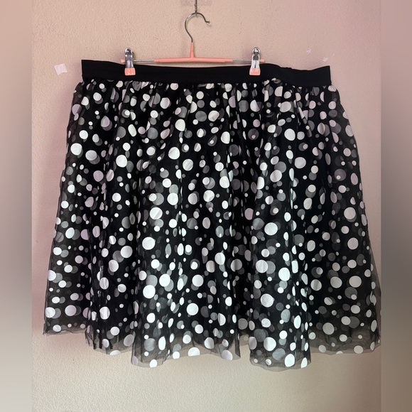 Lane Bryant Black & White Polka Dot Tulle Flaired Ballerina Tutu Skirt 22 24 - Picture 2 of 8